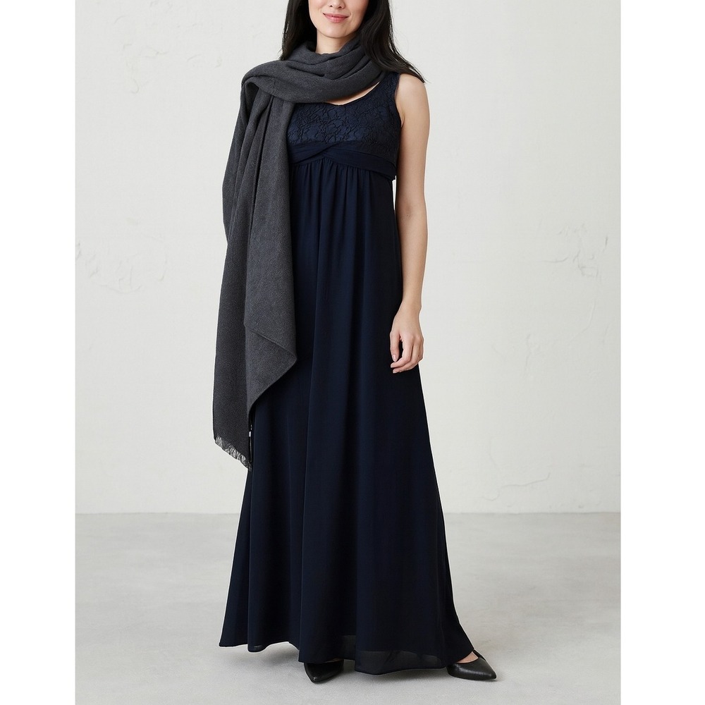 Ieifel Navy Blue Lace‎ Top Maxi Dress Formal Evening Gown XS
